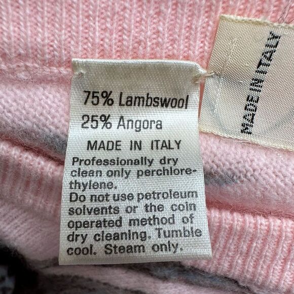 Vintage 80s/90s Marianna di Firenze Pink Lambswool Angora Floral Sweater Size M - Picture 10 of 11